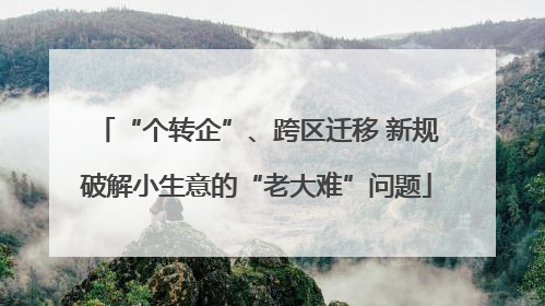“个转企”、跨区迁移 新规破解小生意的“老大难”问题