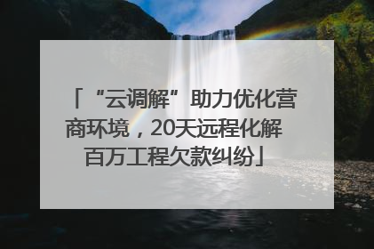 “云调解”助力优化营商环境，20天远程化解百万工程欠款纠纷