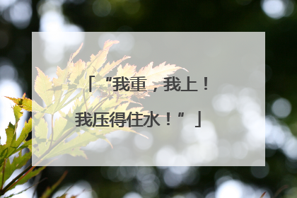 “我重，我上！我压得住水！”