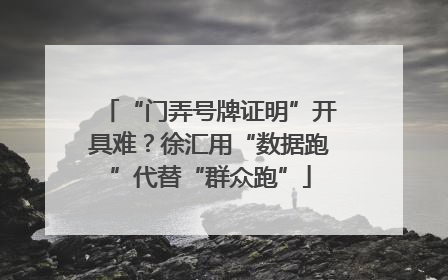 “门弄号牌证明”开具难？徐汇用“数据跑”代替“群众跑”