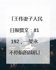 王伟妻子人民日报撰文：81192，一架永不停航的战机