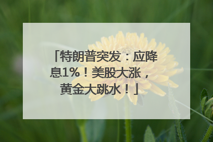 特朗普突发：应降息1%！美股大涨，黄金大跳水！