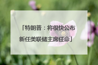 特朗普：将很快公布新任美联储主席任命