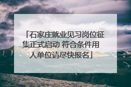 石家庄就业见习岗位征集正式启动 符合条件用人单位请尽快报名