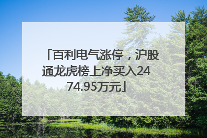 百利电气涨停，沪股通龙虎榜上净买入2474.95万元