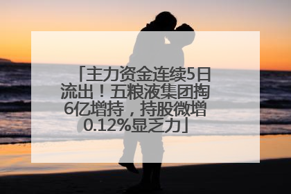 主力资金连续5日流出！五粮液集团掏6亿增持，持股微增0.12%显乏力