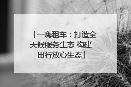 一嗨租车：打造全天候服务生态 构建出行放心生态