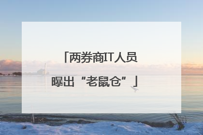两券商IT人员曝出“老鼠仓”