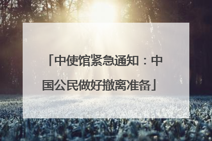 中使馆紧急通知：中国公民做好撤离准备