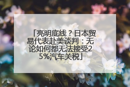 亮明底线？日本贸易代表赴美谈判：无论如何都无法接受25%汽车关税