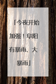 今夜开始加强！阜阳有暴雨、大暴雨