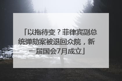 以拖待变？菲律宾副总统弹劾案被退回众院，新一届国会7月成立