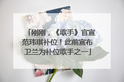 刚刚，《歌手》官宣范玮琪补位！此前宣布卫兰为补位歌手之一