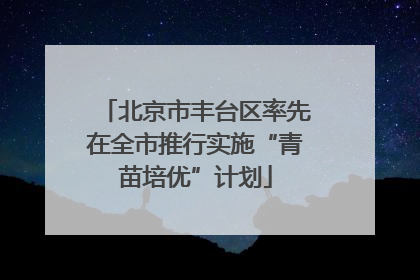 北京市丰台区率先在全市推行实施“青苗培优”计划