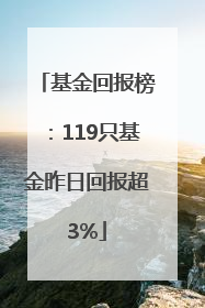 基金回报榜：119只基金昨日回报超3%