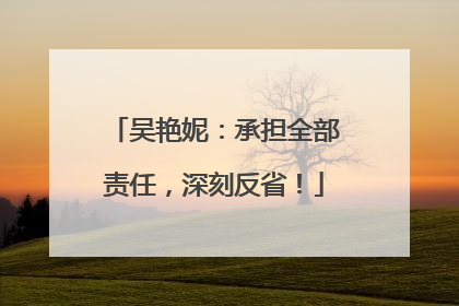 吴艳妮：承担全部责任，深刻反省！