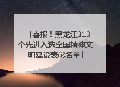 喜报！黑龙江313个先进入选全国精神文明建设表彰名单