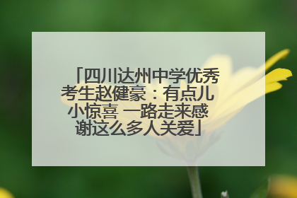 四川达州中学优秀考生赵健豪：有点儿小惊喜 一路走来感谢这么多人关爱