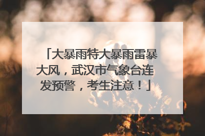 大暴雨特大暴雨雷暴大风，武汉市气象台连发预警，考生注意！