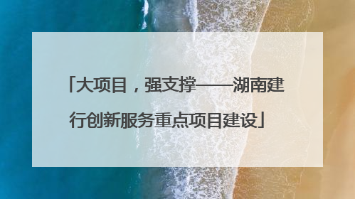 大项目，强支撑——湖南建行创新服务重点项目建设