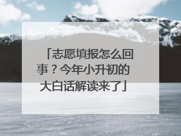 志愿填报怎么回事？今年小升初的大白话解读来了
