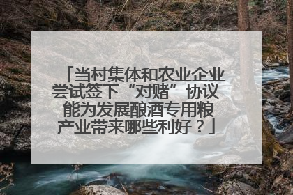 当村集体和农业企业尝试签下“对赌”协议 能为发展酿酒专用粮产业带来哪些利好？