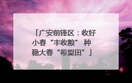 广安前锋区：收好小春“丰收粮” 种稳大春“希望田”