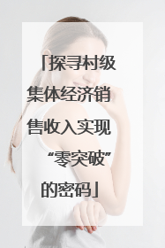 探寻村级集体经济销售收入实现“零突破”的密码