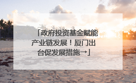 政府投资基金赋能产业链发展！厦门出台促发展措施→