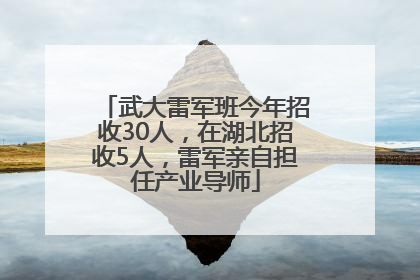 武大雷军班今年招收30人，在湖北招收5人，雷军亲自担任产业导师