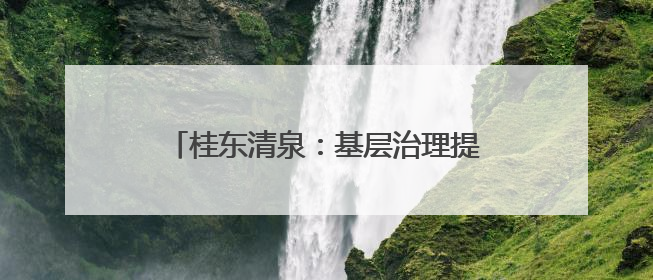 桂东清泉：基层治理提效能 改善民生增福祉