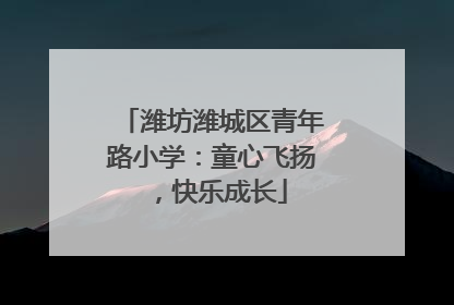 潍坊潍城区青年路小学：童心飞扬，快乐成长