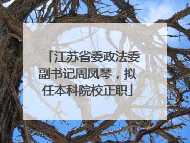 江苏省委政法委副书记周凤琴，拟任本科院校正职