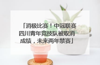 消极比赛！中冠联赛四川青年竞技队被取消成绩，未来两年禁赛