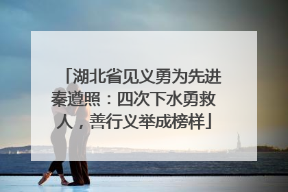 湖北省见义勇为先进秦遵照：四次下水勇救人，善行义举成榜样