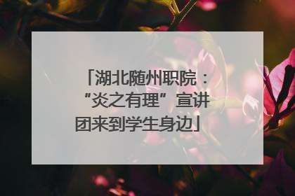 湖北随州职院：“炎之有理”宣讲团来到学生身边