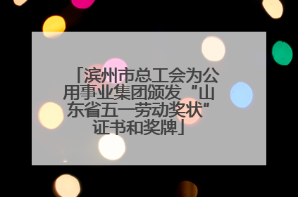 滨州市总工会为公用事业集团颁发“山东省五一劳动奖状”证书和奖牌