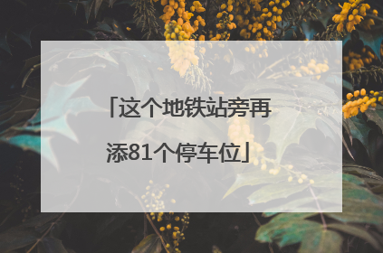 这个地铁站旁再添81个停车位