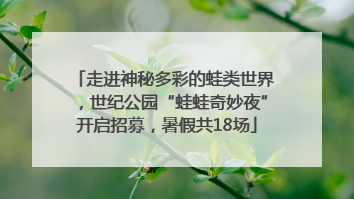 走进神秘多彩的蛙类世界，世纪公园“蛙蛙奇妙夜”开启招募，暑假共18场