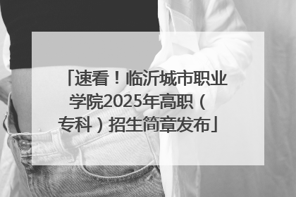 速看！临沂城市职业学院2025年高职（专科）招生简章发布