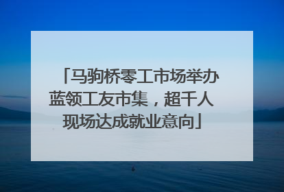 马驹桥零工市场举办蓝领工友市集，超千人现场达成就业意向