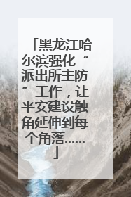 黑龙江哈尔滨强化“派出所主防”工作，让平安建设触角延伸到每个角落……