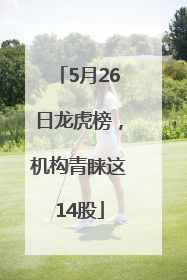 5月26日龙虎榜，机构青睐这14股