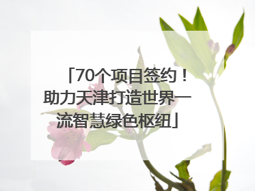 70个项目签约！助力天津打造世界一流智慧绿色枢纽